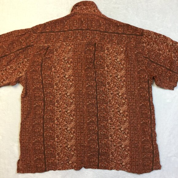 Geoffrey Beene Shirt Men XL Washable 100% Silk Short Sleeve Button-Up Multicolor - Picture 2 of 11